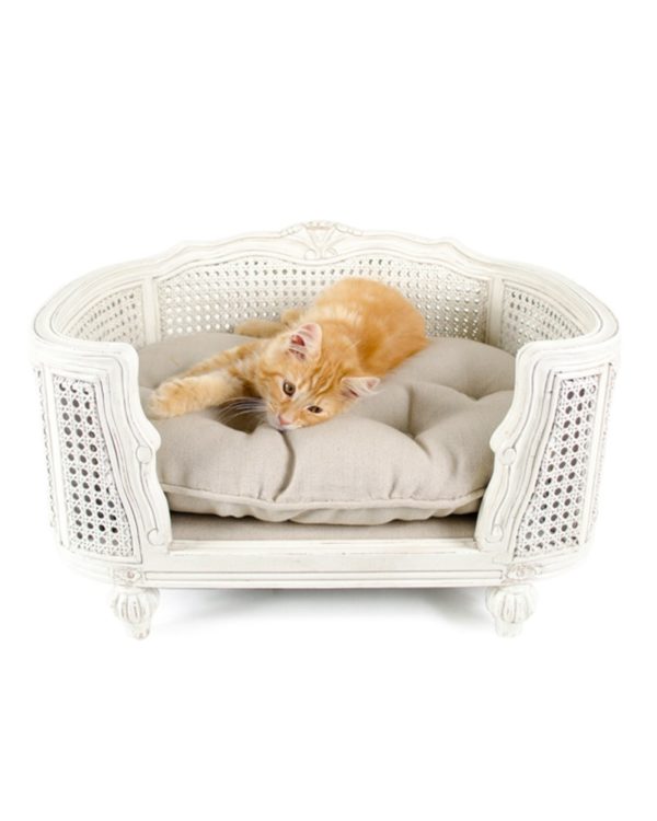 Arthur chêne et rotin blanc - Canapé de luxe pour chat