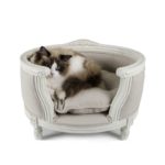 canapé haut de gamme pour chat, lin écru ou fusain, collection Lrd Lou