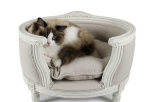 canapé haut de gamme pour chat, lin écru ou fusain, collection Lrd Lou