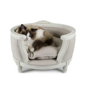 canapé haut de gamme pour chat, lin écru ou fusain, collection Lrd Lou