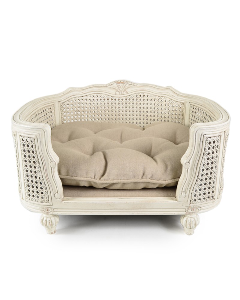 Arthur chêne et rotin blanc – Canapé de luxe pour chien