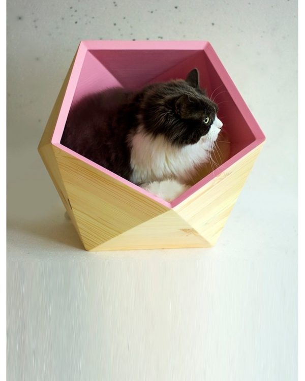 GEOBED - Bois de bouleau - Niche design pour chat