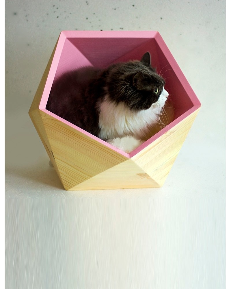 GEOBED – Bois de bouleau – Niche design pour chat