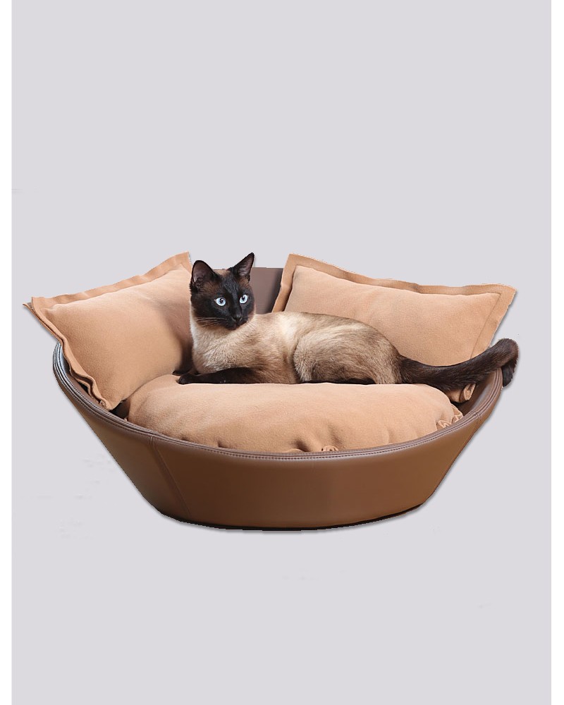 MILA - Panier design en cuir pour chat