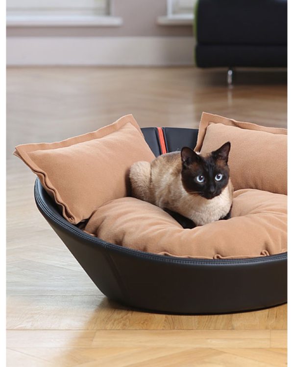 MILA - Panier design en cuir pour chat