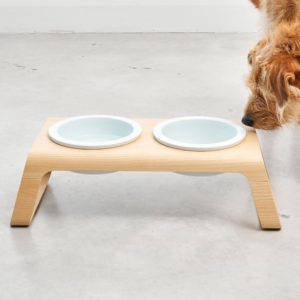 DESCO NATURAL PORCELAINE GAMELLE CHIEN EN BOIS DESIGN MIACARA