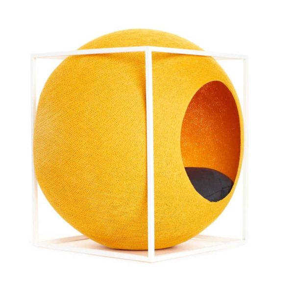 cube meyou panier design pour chat jaune