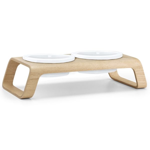 DESCO NATURAL PORCELAINE GAMELLE CHIEN EN BOIS DESIGN MIACARA