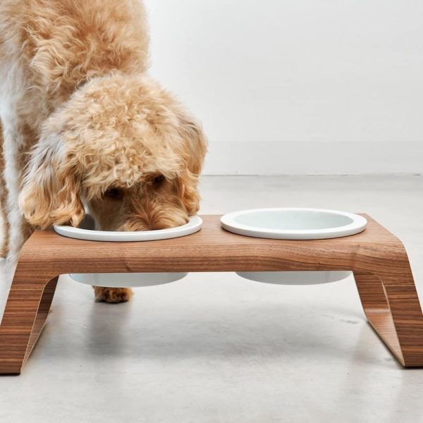 DESCO NATURAL PORCELAINE GAMELLE CHIEN EN BOIS DESIGN MIACARA