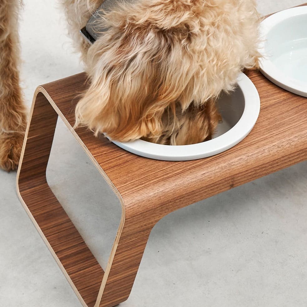 DESCO NATURAL PORCELAINE GAMELLE CHIEN EN BOIS DESIGN MIACARA