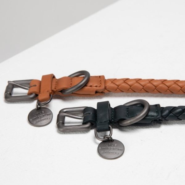 ferdinando collier laisse tressée design en cuir
