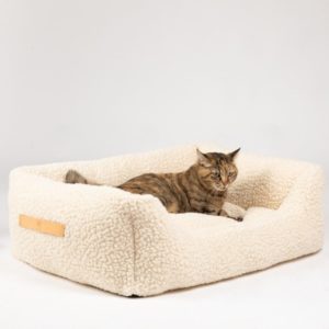 henri lit couchage tissu bouclé chien design
