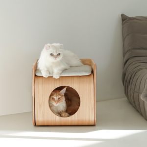 table de chevet design niche pour chat pewos