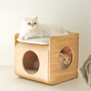 table de chevet design niche pour chat pewos