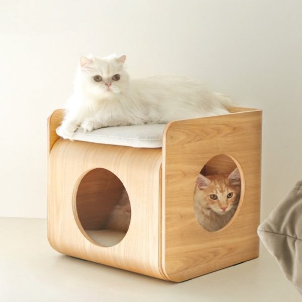 table de chevet design niche pour chat pewos