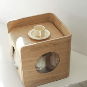 table de chevet design niche pour chat pewos