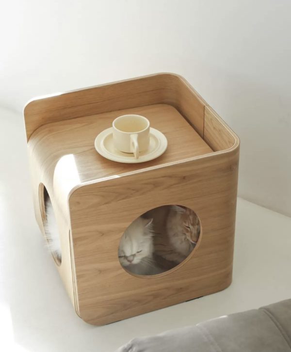 table de chevet design niche pour chat pewos