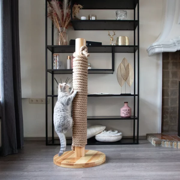 Totem - Griffoir design en bois et sisal