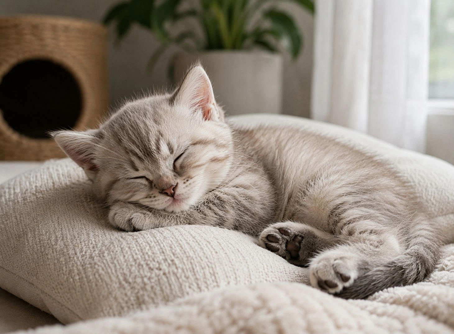 Chaton qui dort au frais, à l’abri de la chaleur